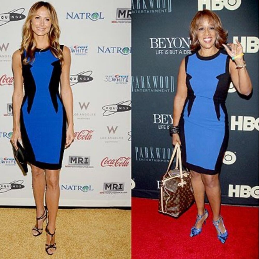 $1490 New Prabal Gurung 4 Colorblock Dress Blue Sheath Stretch Black Wool Pencil
